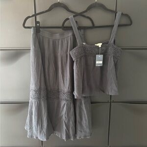 Lucky Brand Dark Blue Crochet Tank & Skirt Set